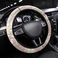 Polynesian Vintage Floral Steering Wheel Cover Beige Motifs LT7 Universal Fit Beige - Polynesian Pride