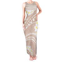 Polynesian Vintage Floral Tank Maxi Dress Beige Motifs - Polynesian Pride
