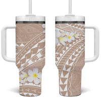 Polynesian Vintage Floral Tumbler With Handle Beige Motifs - Polynesian Pride