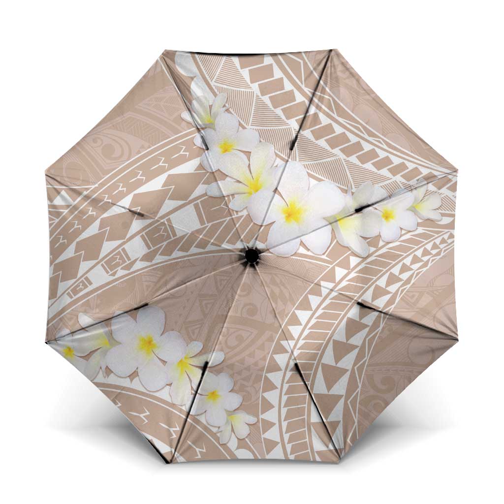 Polynesian Vintage Floral Umbrella Beige Motifs LT7 One Size Folded 11.42 inch Opened Diameter 37.4 inch Beige - Polynesian Pride