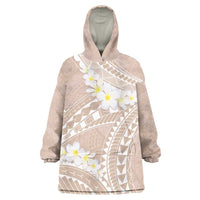 Polynesian Vintage Floral Wearable Blanket Hoodie Beige Motifs LT7 One Size Beige - Polynesian Pride