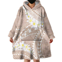 Polynesian Vintage Floral Wearable Blanket Hoodie Beige Motifs LT7 - Polynesian Pride
