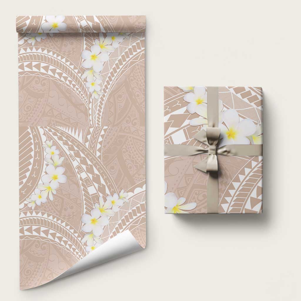 Polynesian Vintage Floral Wrapping Paper Beige Motifs LT7 58" × 23" Beige - Polynesian Pride