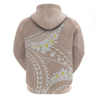 Polynesian Vintage Floral Zip Hoodie Beige Motifs - Polynesian Pride