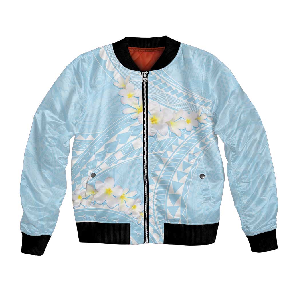 Polynesian Vintage Floral Bomber Jacket Azure Motifs - Polynesian Pride