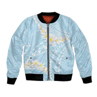 Polynesian Vintage Floral Bomber Jacket Azure Motifs - Polynesian Pride