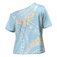 Polynesian Vintage Floral Cross Shoulder Shirt Azure Motifs LT7 - Polynesian Pride