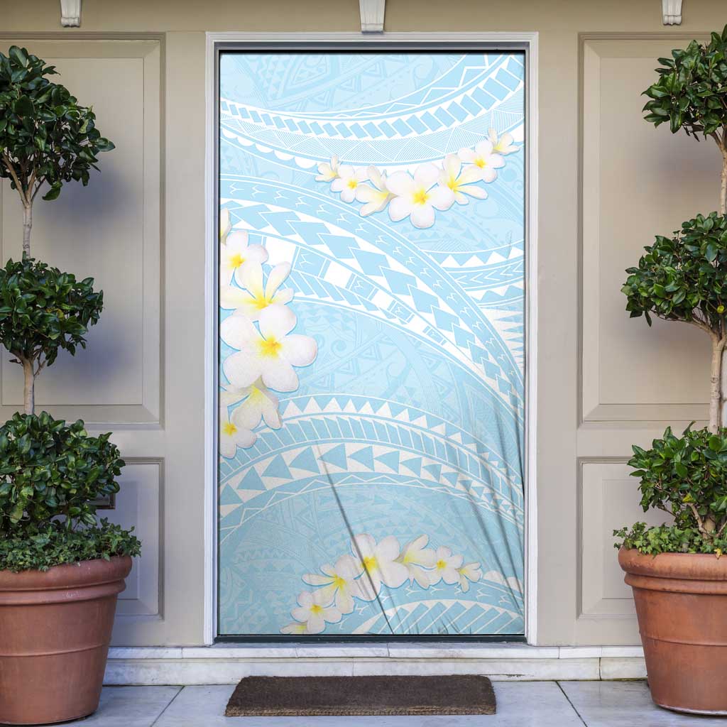 Polynesian Vintage Floral Door Cover Azure Motifs LT7 Azure - Polynesian Pride