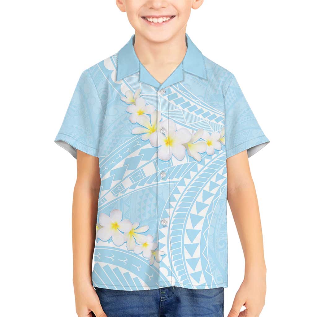 Polynesian Vintage Floral Family Matching Long Sleeve Bodycon Dress and Hawaiian Shirt Azure Motifs - Polynesian Pride