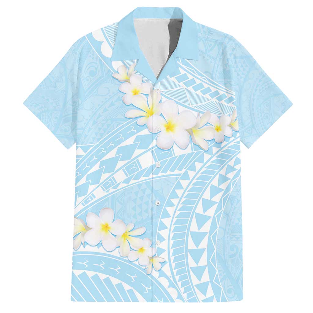 Polynesian Vintage Floral Family Matching Off Shoulder Short Dress and Hawaiian Shirt Azure Motifs - Polynesian Pride