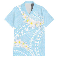 Polynesian Vintage Floral Family Matching Off Shoulder Short Dress and Hawaiian Shirt Azure Motifs - Polynesian Pride