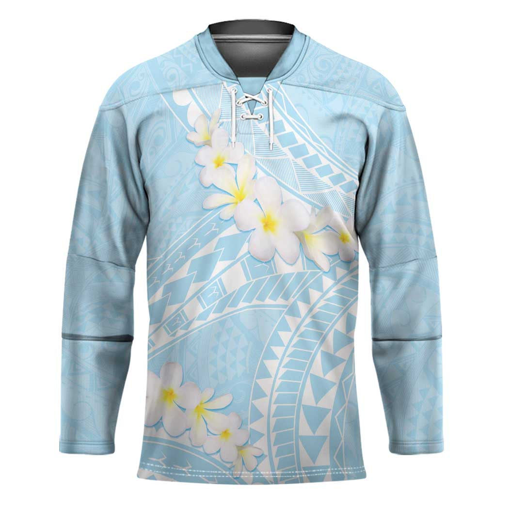 Polynesian Vintage Floral Hockey Jersey Azure Motifs LT7 Unisex Azure - Polynesian Pride