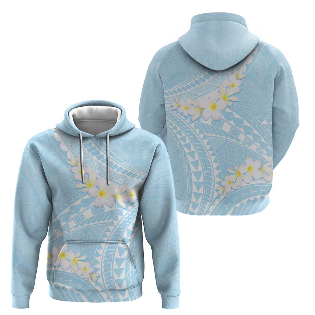 Polynesian Vintage Floral Hoodie Azure Motifs - Polynesian Pride