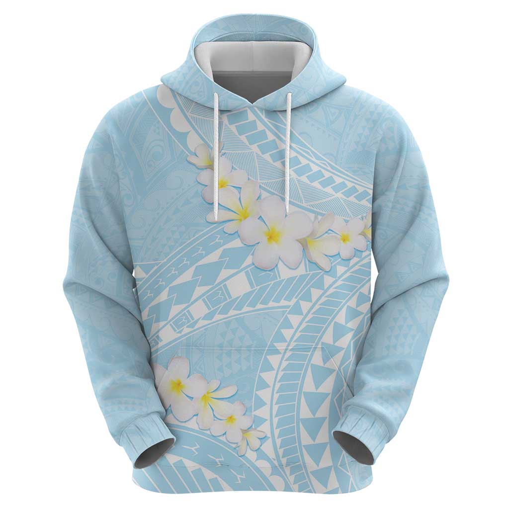 Polynesian Vintage Floral Hoodie Azure Motifs - Polynesian Pride
