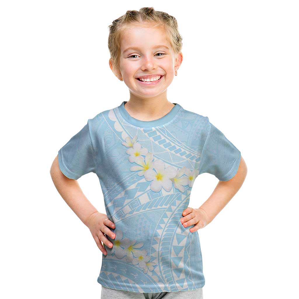 Polynesian Vintage Floral Kid T Shirt Azure Motifs - Polynesian Pride