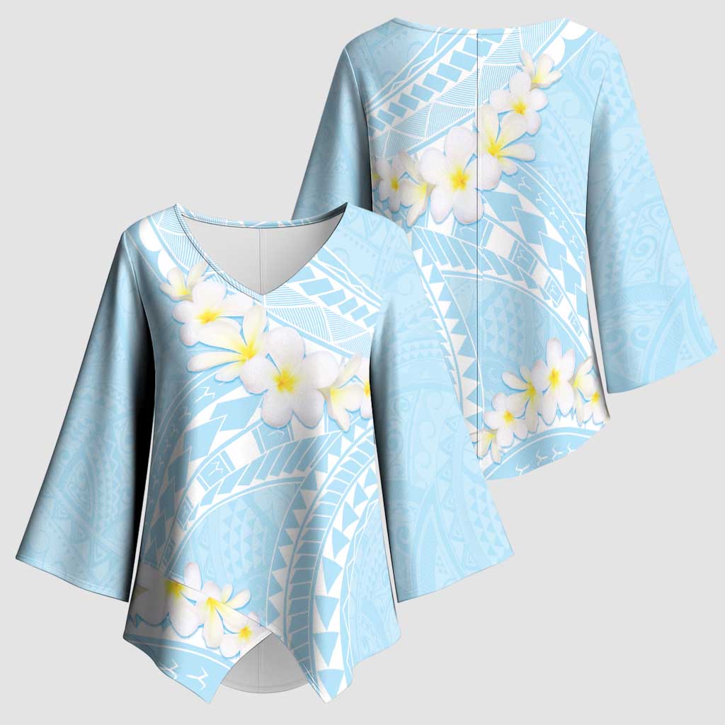 Polynesian Vintage Floral Kimono Sleeve Blouse Azure Motifs - Polynesian Pride