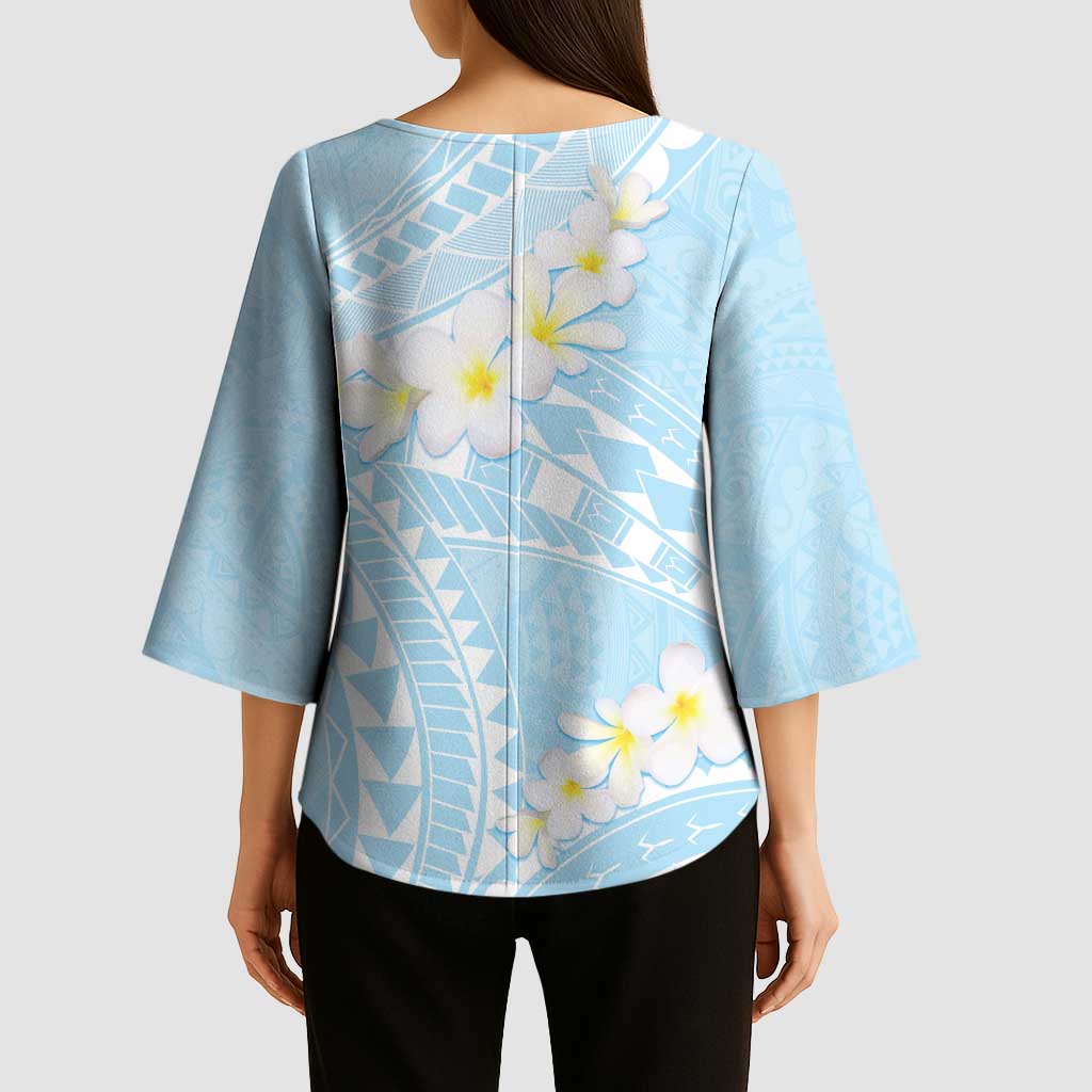Polynesian Vintage Floral Kimono Sleeve Blouse Azure Motifs - Polynesian Pride