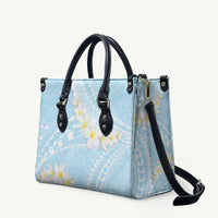 Polynesian Vintage Floral Leather Bag Azure Motifs - Polynesian Pride