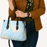 Polynesian Vintage Floral Leather Bag Azure Motifs - Polynesian Pride