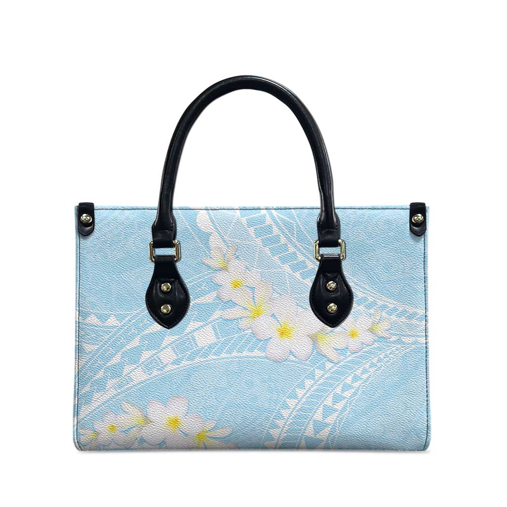 Polynesian Vintage Floral Leather Bag Azure Motifs - Polynesian Pride