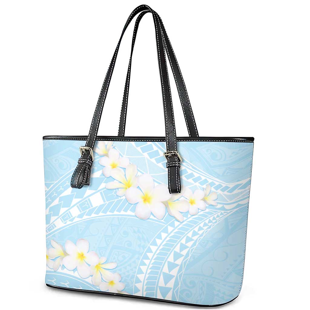 Polynesian Vintage Floral Leather Tote Bag Azure Motifs LT7 - Polynesian Pride