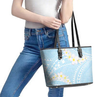 Polynesian Vintage Floral Leather Tote Bag Azure Motifs LT7 - Polynesian Pride
