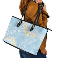 Polynesian Vintage Floral Leather Tote Bag Azure Motifs LT7 - Polynesian Pride