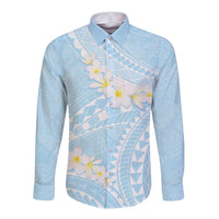 Polynesian Vintage Floral Long Sleeve Button Shirt Azure Motifs LT7 Unisex Azure - Polynesian Pride