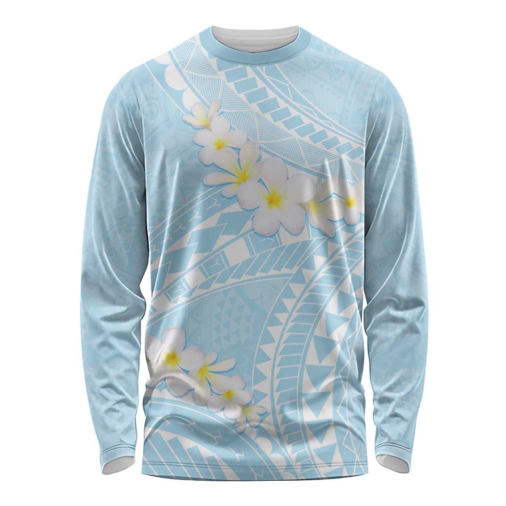 Polynesian Vintage Floral Long Sleeve Shirt Azure Motifs LT7 Unisex Azure - Polynesian Pride