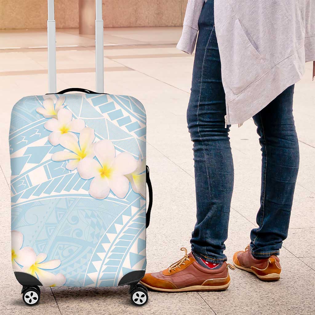 Polynesian Vintage Floral Luggage Cover Azure Motifs - Polynesian Pride