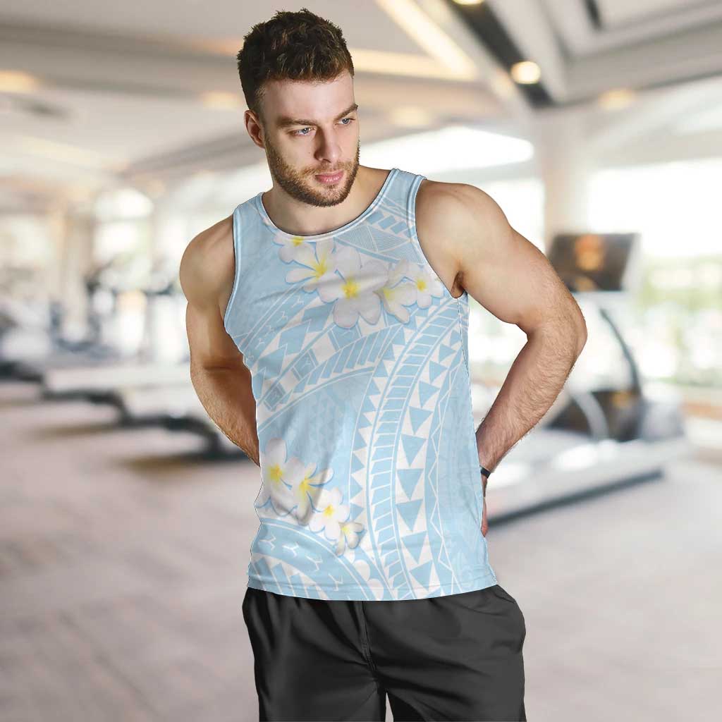 Polynesian Vintage Floral Men Tank Top Azure Motifs LT7 Azure - Polynesian Pride