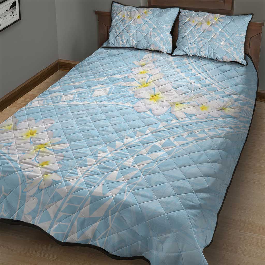 Polynesian Vintage Floral Quilt Bed Set Azure Motifs - Polynesian Pride