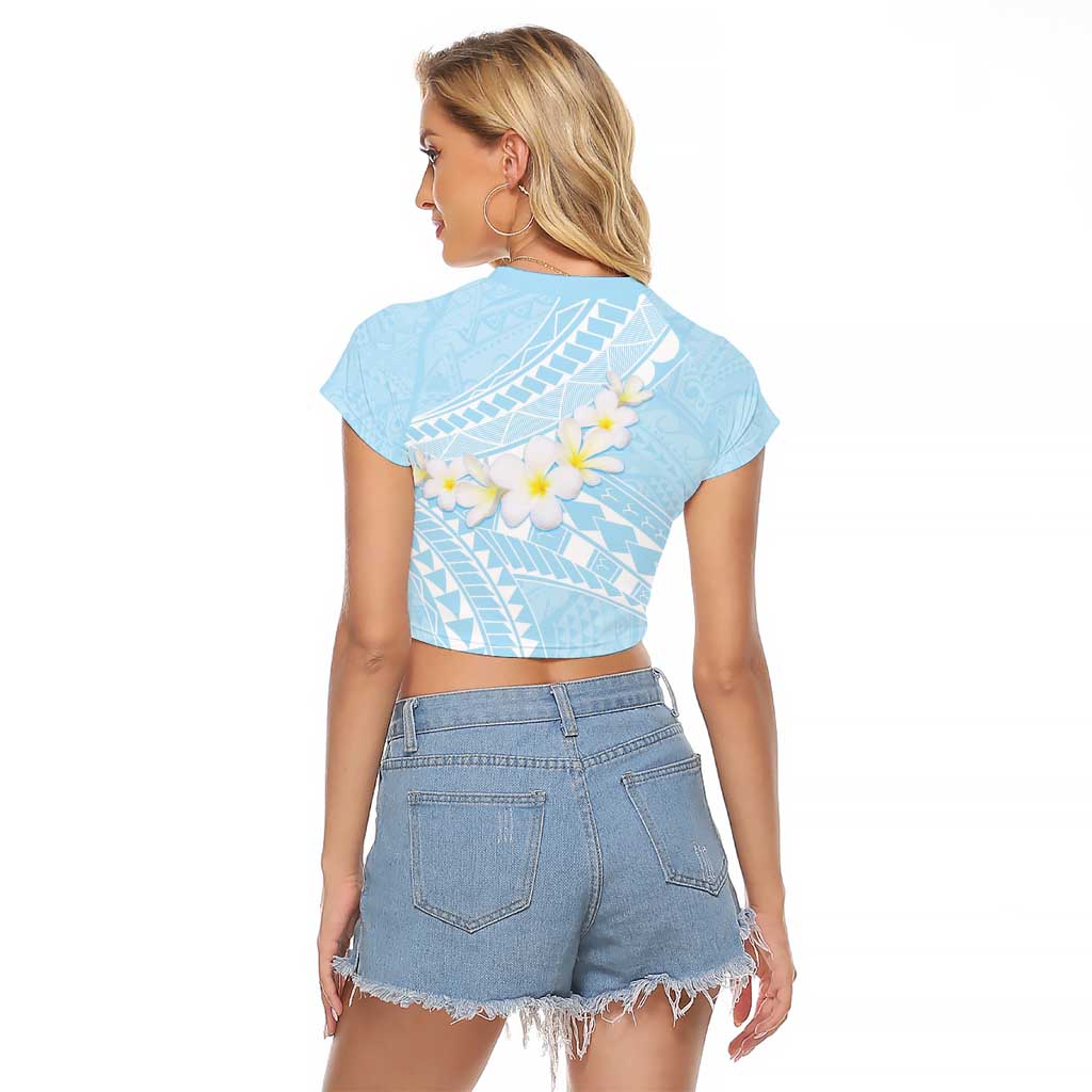 Polynesian Vintage Floral Raglan Cropped T Shirt Azure Motifs LT7 - Polynesian Pride