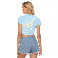 Polynesian Vintage Floral Raglan Cropped T Shirt Azure Motifs LT7 - Polynesian Pride