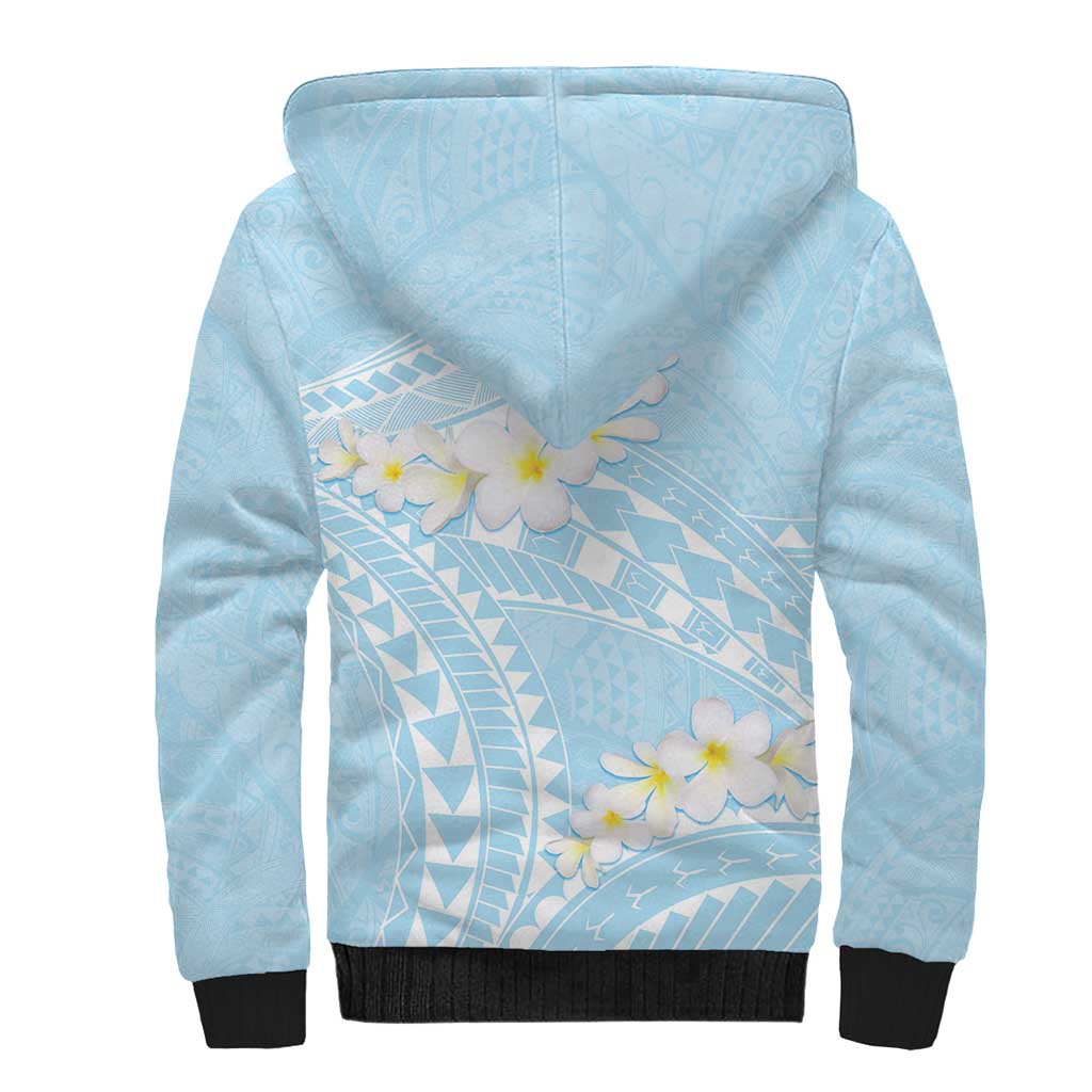 Polynesian Vintage Floral Sherpa Hoodie Azure Motifs LT7 - Polynesian Pride