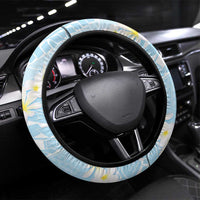 Polynesian Vintage Floral Steering Wheel Cover Azure Motifs LT7 Universal Fit Azure - Polynesian Pride