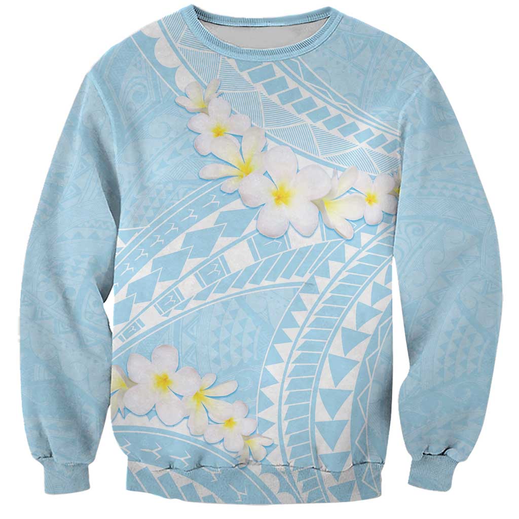 Polynesian Vintage Floral Sweatshirt Azure Motifs LT7 Unisex Azure - Polynesian Pride