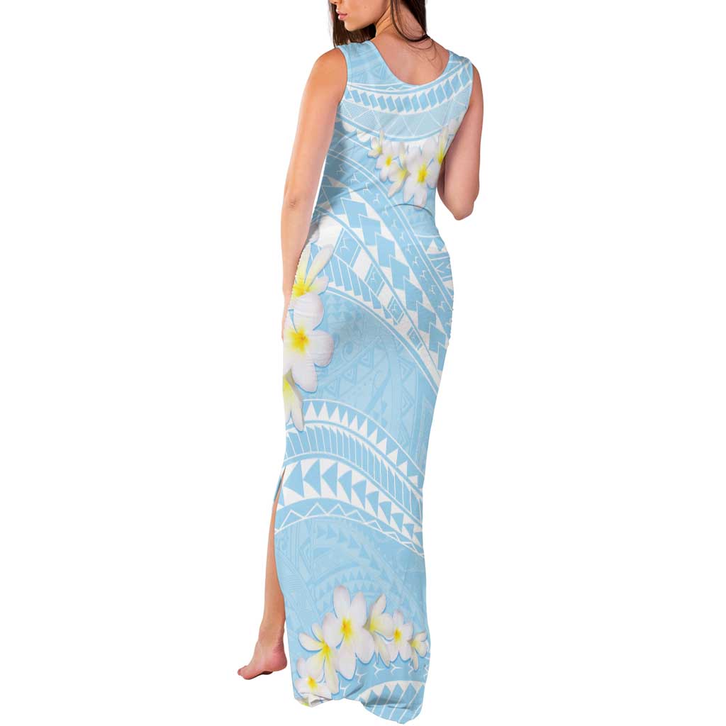 Polynesian Vintage Floral Tank Maxi Dress Azure Motifs - Polynesian Pride