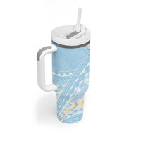Polynesian Vintage Floral Tumbler With Handle Azure Motifs - Polynesian Pride
