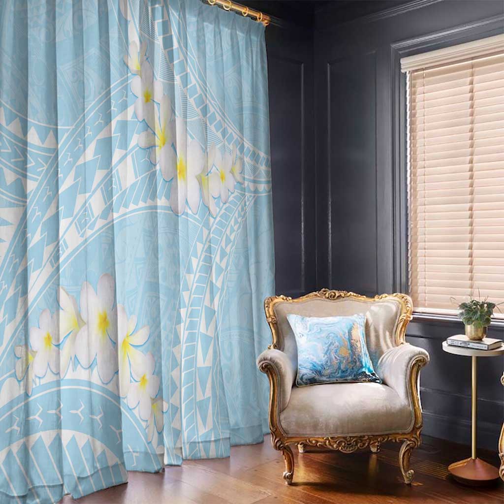 Polynesian Vintage Floral Window Curtain Azure Motifs - Polynesian Pride