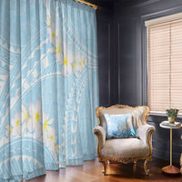Polynesian Vintage Floral Window Curtain Azure Motifs - Polynesian Pride