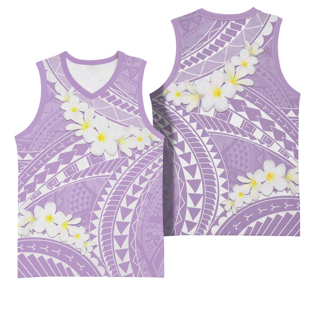 Polynesian Vintage Floral Basketball Jersey Lavender Motifs LT7 - Polynesian Pride