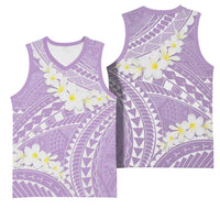 Polynesian Vintage Floral Basketball Jersey Lavender Motifs LT7 - Polynesian Pride