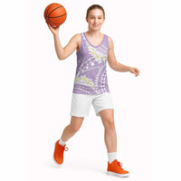 Polynesian Vintage Floral Basketball Jersey Lavender Motifs LT7 - Polynesian Pride