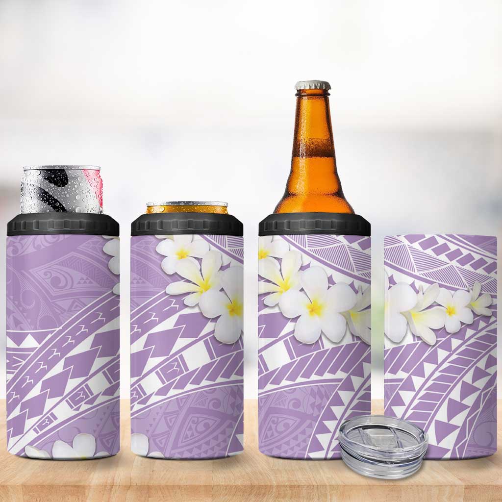 Polynesian Vintage Floral 4 in 1 Can Cooler Tumbler Lavender Motifs LT7 - Polynesian Pride