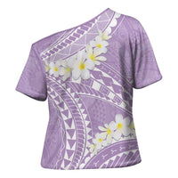 Polynesian Vintage Floral Cross Shoulder Shirt Lavender Motifs LT7 - Polynesian Pride