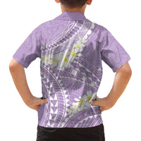 Polynesian Vintage Floral Family Matching Off The Shoulder Long Sleeve Dress and Hawaiian Shirt Lavender Motifs - Polynesian Pride