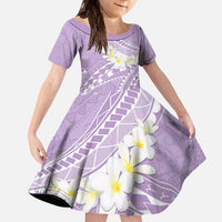 Polynesian Vintage Floral Family Matching Off The Shoulder Long Sleeve Dress and Hawaiian Shirt Lavender Motifs - Polynesian Pride