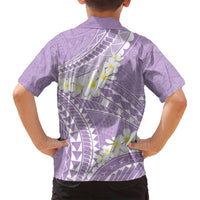 Polynesian Vintage Floral Family Matching Off Shoulder Short Dress and Hawaiian Shirt Lavender Motifs - Polynesian Pride