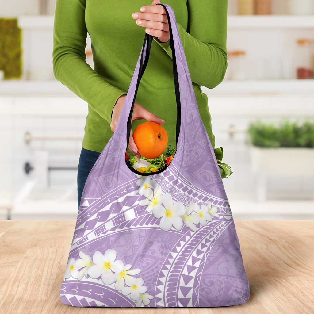 Polynesian Vintage Floral Grocery Bag Lavender Motifs LT7 - Polynesian Pride